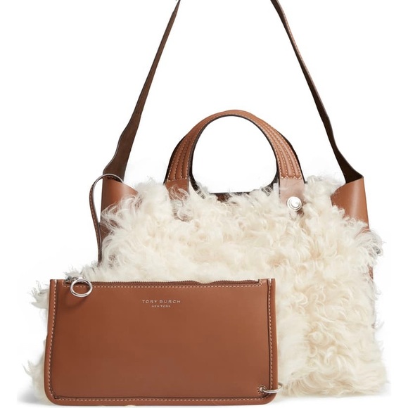 ⛔️SOLD/Authentic Tory Burch leather/Shearling tote - Picture 2 of 9